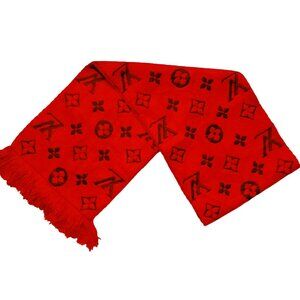 LOUIS VUITTON LV Classic Luxury Vintage Crimson Red Monogram Scarf